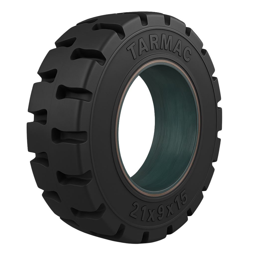 TARMAC SP02 press-on band tyre for electric forklifts – rueda banda sólida para montacargas, bandage plein pour chariot, прессованная шина, إطار مضغوط للرافعات الشوكية