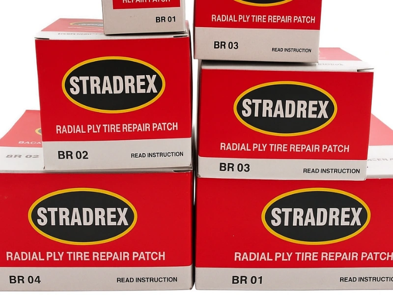 Box of Stradrex radial tyre repair patches